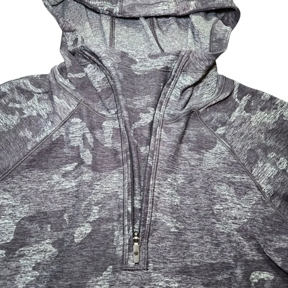 Lululemon Warm Stabilizer 1/2 Zip Hoodie Incognito Camo HTR Black Size 6 - Picture 5 of 14